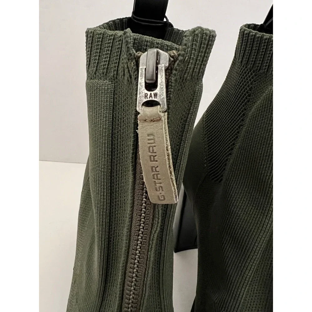 G-Star RAW Rackam Sock Boots Green Knit Front Zip Block Heel Ankle Boots NEW